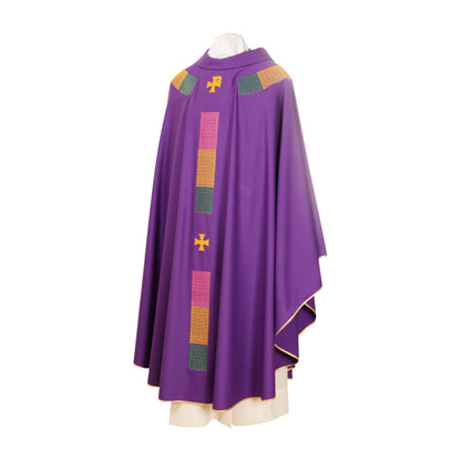 Pure Wool Gothic Style Embroidered Chasuble - Available 5 Liturgical Colours