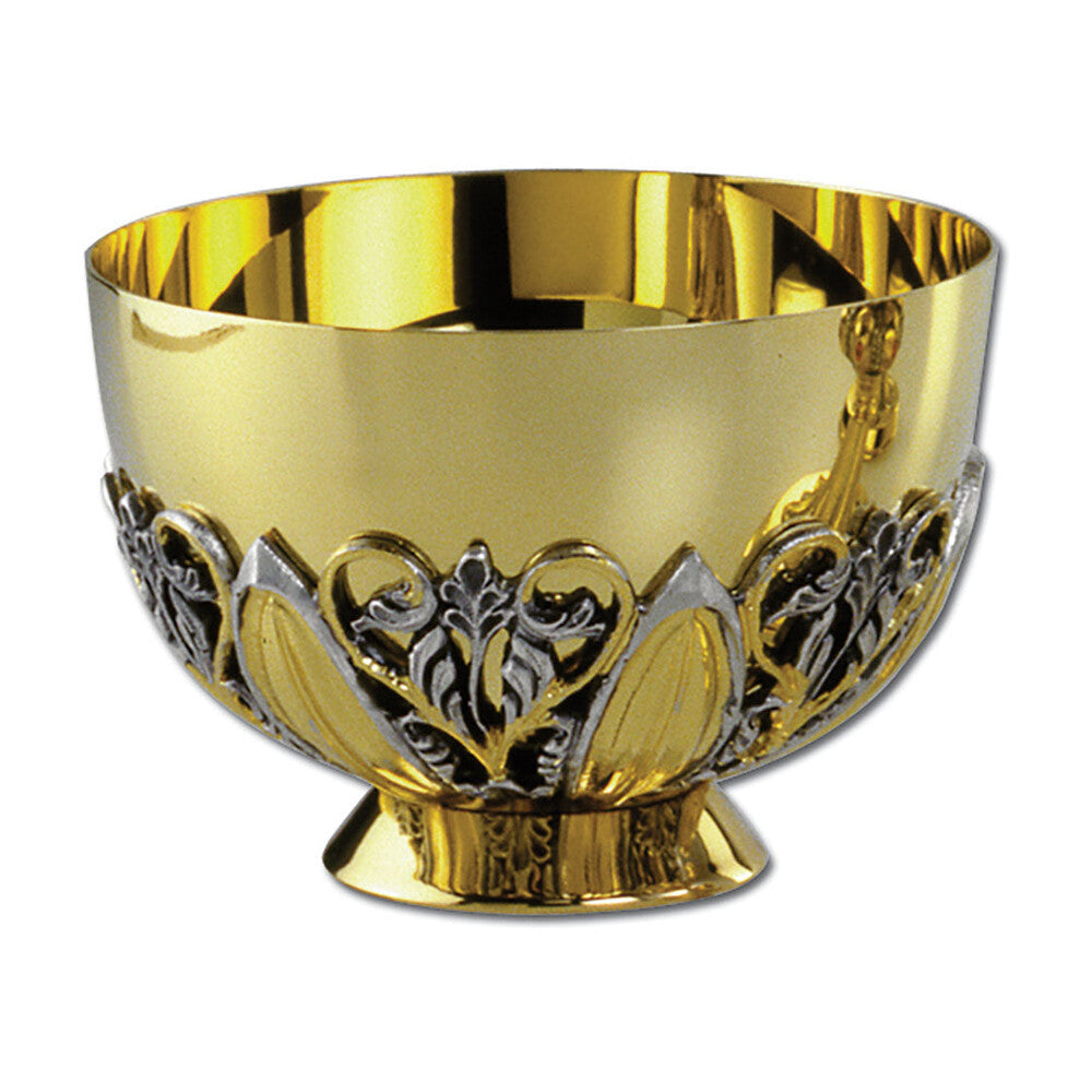 3 1/8" Hand Chiselled Two Tone Silver & Gold Plated Open Ciborium