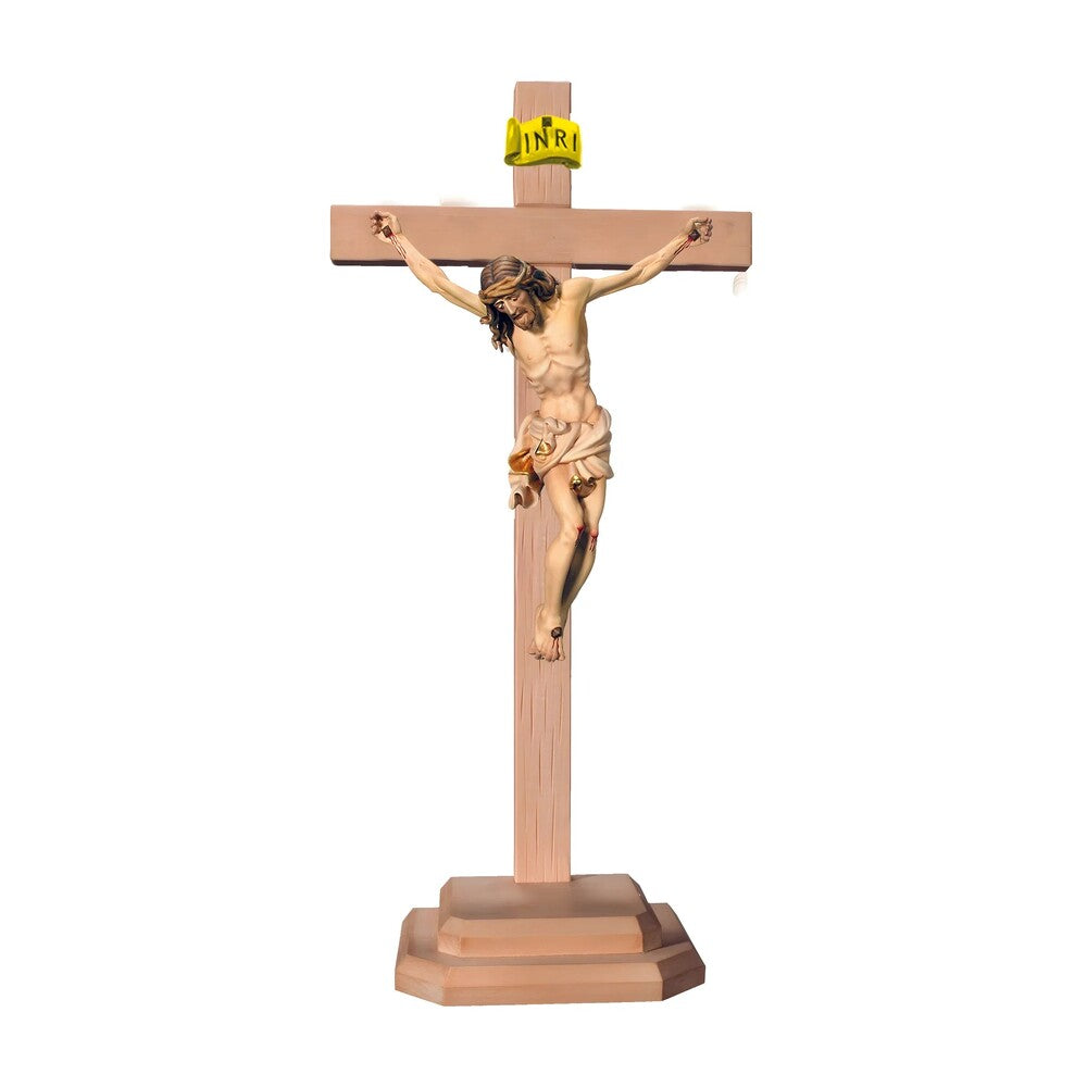 Corpus Christi with Cross and Wooden Base, Handcrafted in Val Gardena