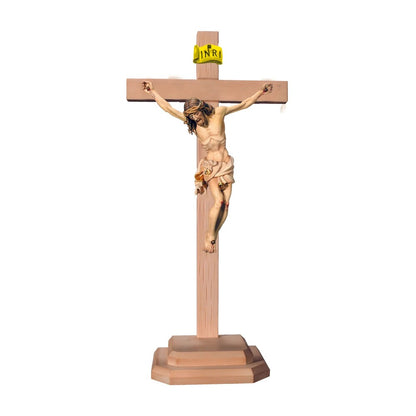Corpus Christi with Cross and Wooden Base, Handcrafted in Val Gardena