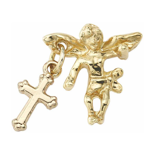 Gold Angel with Cross Lapel Pin