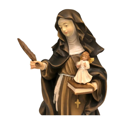 Sculpture of Saint Francesca Romana with Guardian Angel in Val Gardena Wood