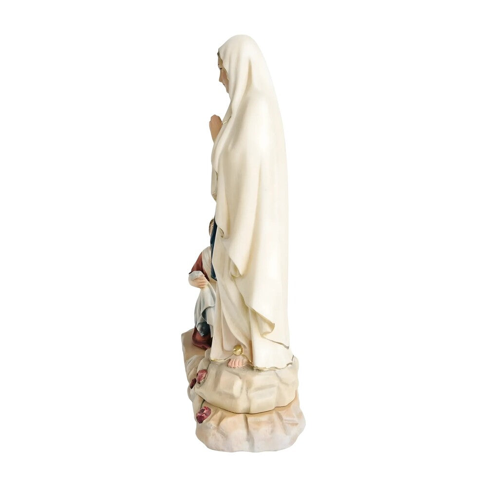 Statue Madonna of Lourdes with Bernadette in Val Gardena Wood