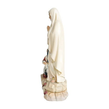 Statue Madonna of Lourdes with Bernadette in Val Gardena Wood