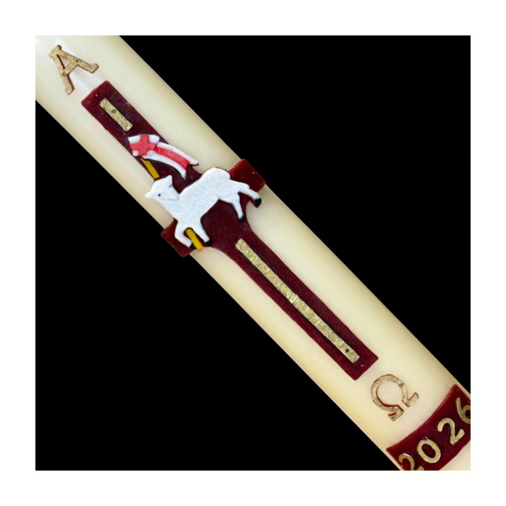 51% Beeswax Lamb Of God with Flag Paschal Candle