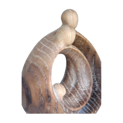 Modern Stylized Nativity Scene in Maple Wood – Family Embrace Sculpture