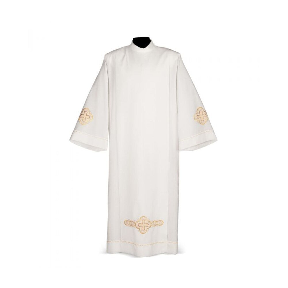 Intreccio Ivory Alb with Embroidered Cross Motif Design