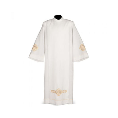 Intreccio Ivory Alb with Embroidered Cross Motif Design
