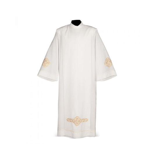 Intreccio Ivory Alb with Embroidered Cross Motif Design