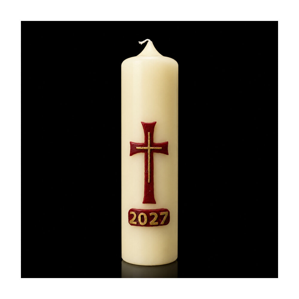 Simple Cross Home Paschal Candle - 3" x 12"