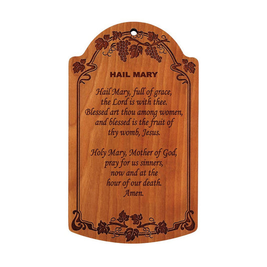 7" Hail Mary Carved Wood Plaque