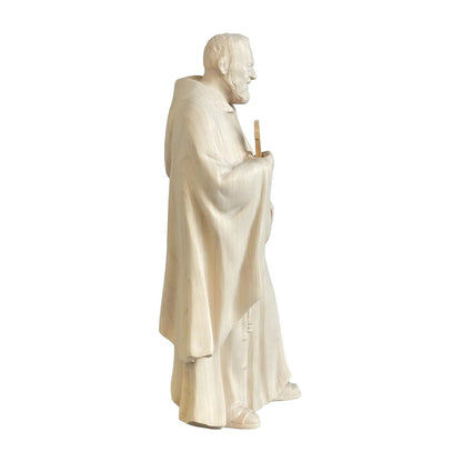 Hand-Carved Wooden Statue of Padre Pio of Pietrelcina, Val Gardena Craftsmanship