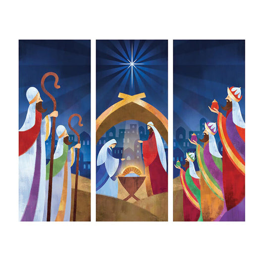 Let Us Adore Him 3 Piece Nativity Banner Set