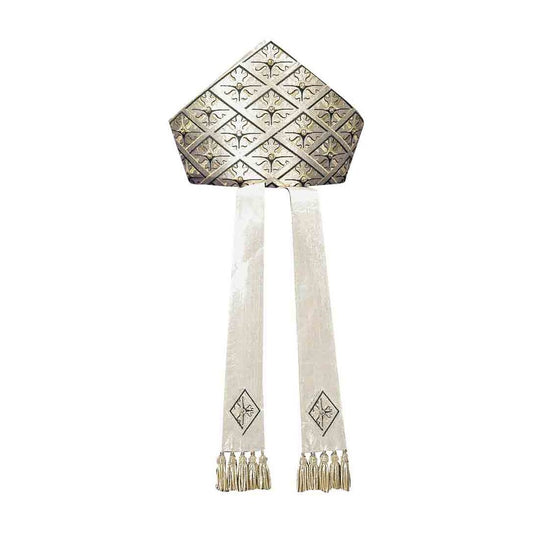 Lurex Silver Embroidered Mitre - PBM24A