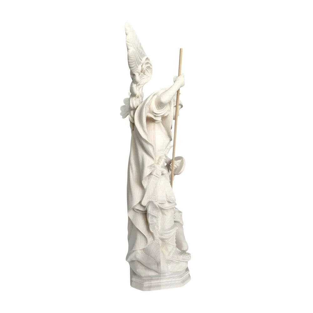 Archangel Michael Defeating Satan Statue - Val Gardena Wood Sculpture