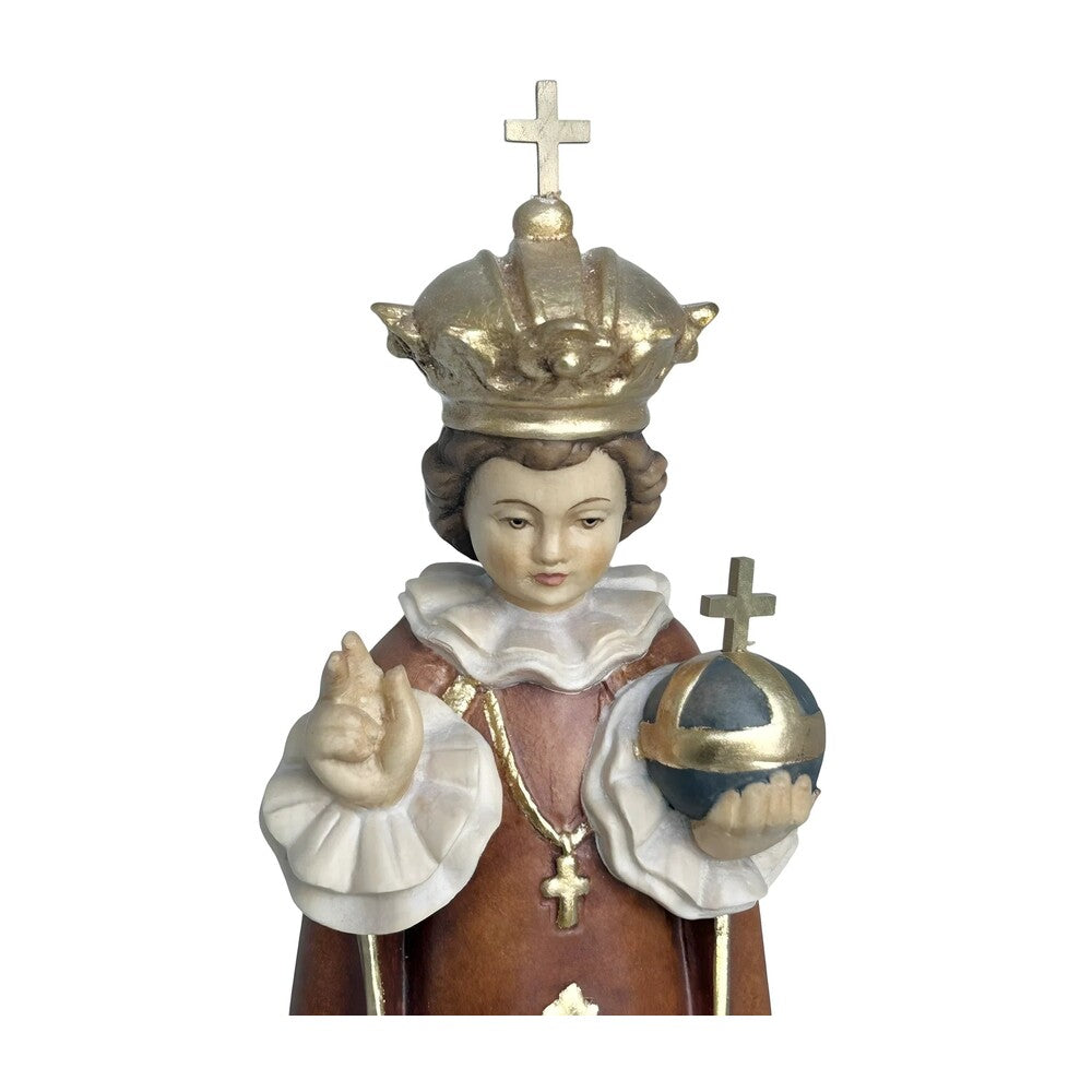Infant Jesus of Prague Polychrome Hand-Carved Wooden Statue