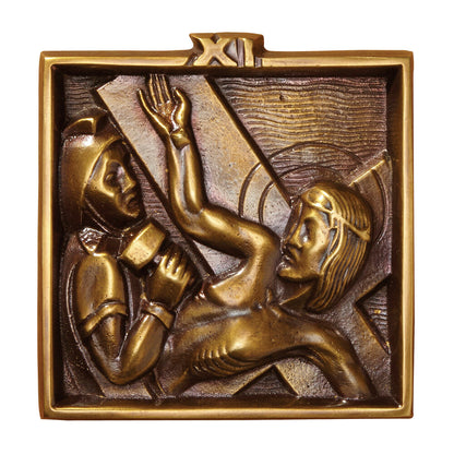 4 3/4" Square Brass Stations of the Cross Set