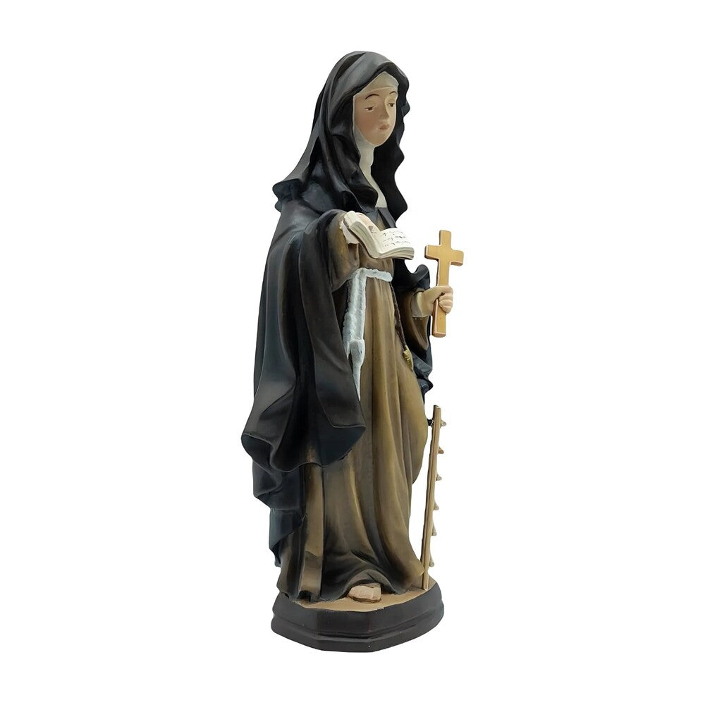 Statue Sister Angela Merici in Val Gardena Wood, Hand-Painted Sacred Sculpture