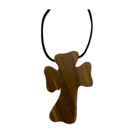Olive Wood Holding Cross Pendant,  Style HLWA35