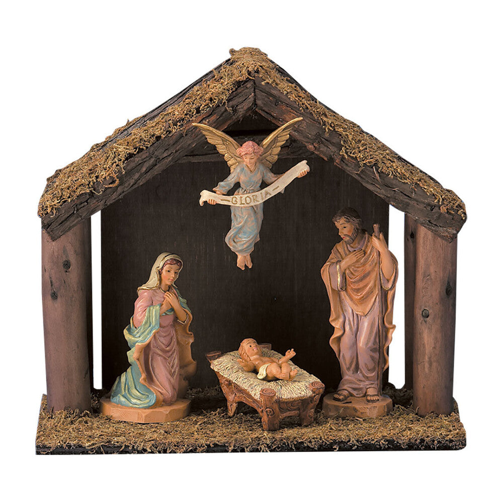6” Scale 4 Piece Nativity Set with Wood Stable