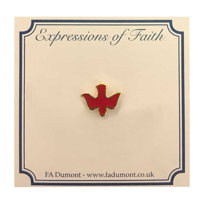 Holy Spirit Dove Lapel Pin - Gold Plated with Red Enamel 1/2" High, Pack of 10