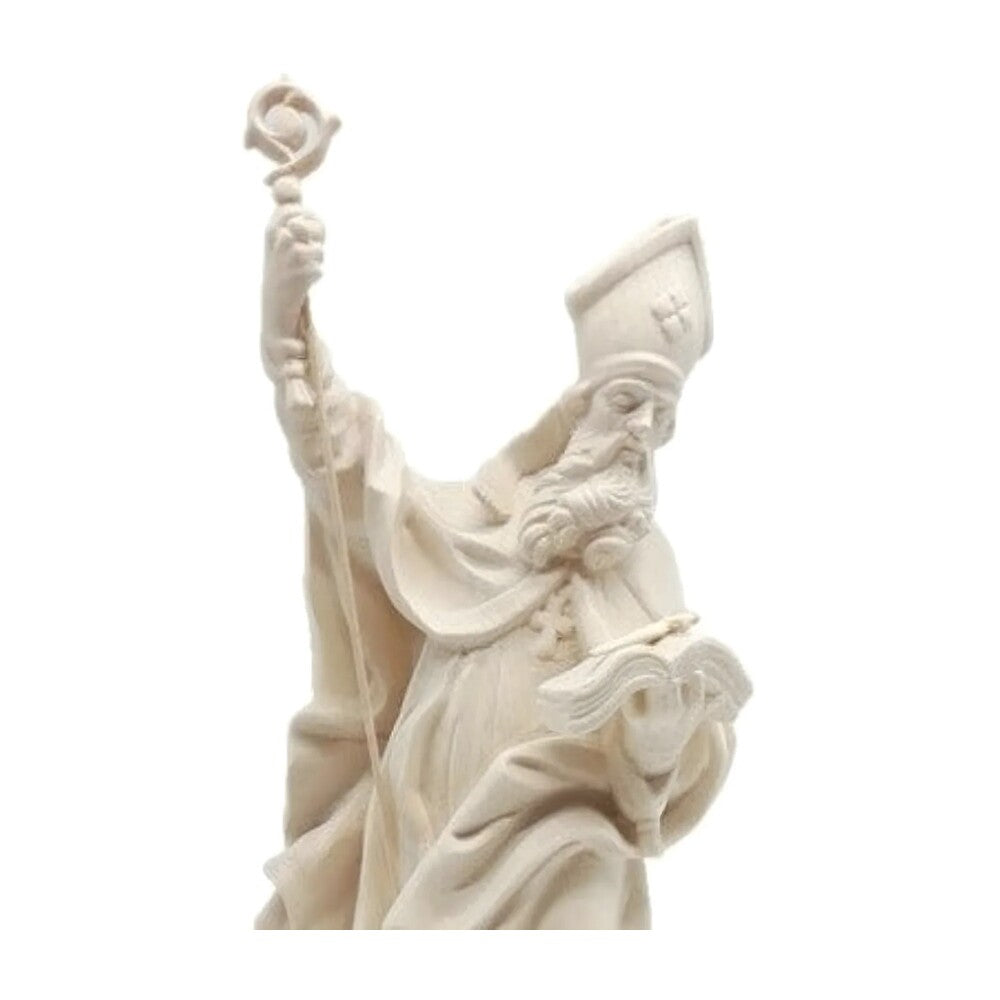 Saint Boniface Bishop with Crozier and Book, Wood Carving from Val Gardena
