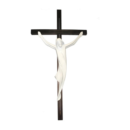 Crucifix Modern Stylized Carved Wood Val Gardena
