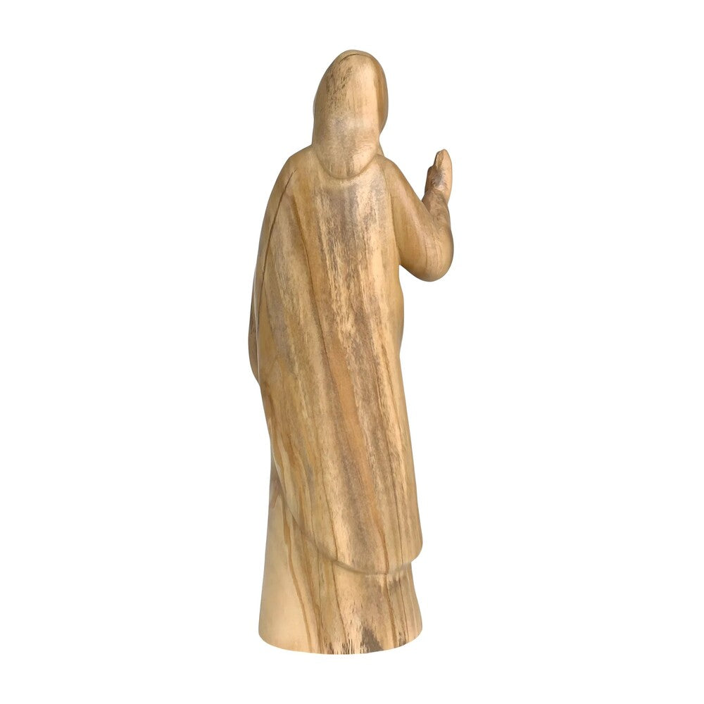 Modern Wooden Sacred Heart of Jesus Sculpture from Val Gardena
