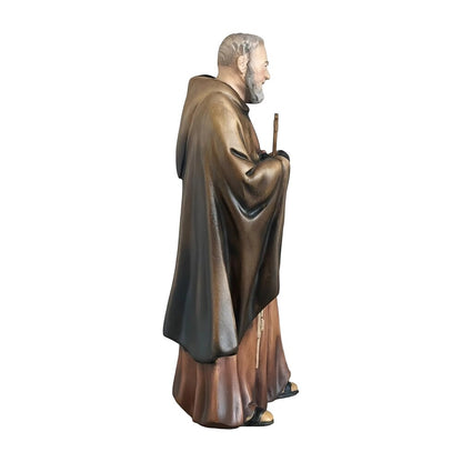 Hand-Carved Wooden Statue of Padre Pio of Pietrelcina, Val Gardena Craftsmanship