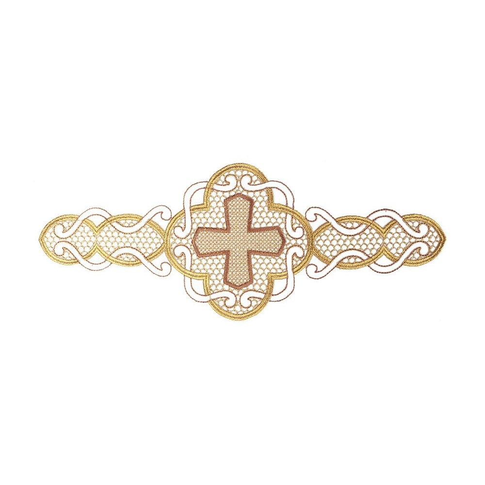 Intreccio Ivory Alb with Embroidered Cross Motif Design