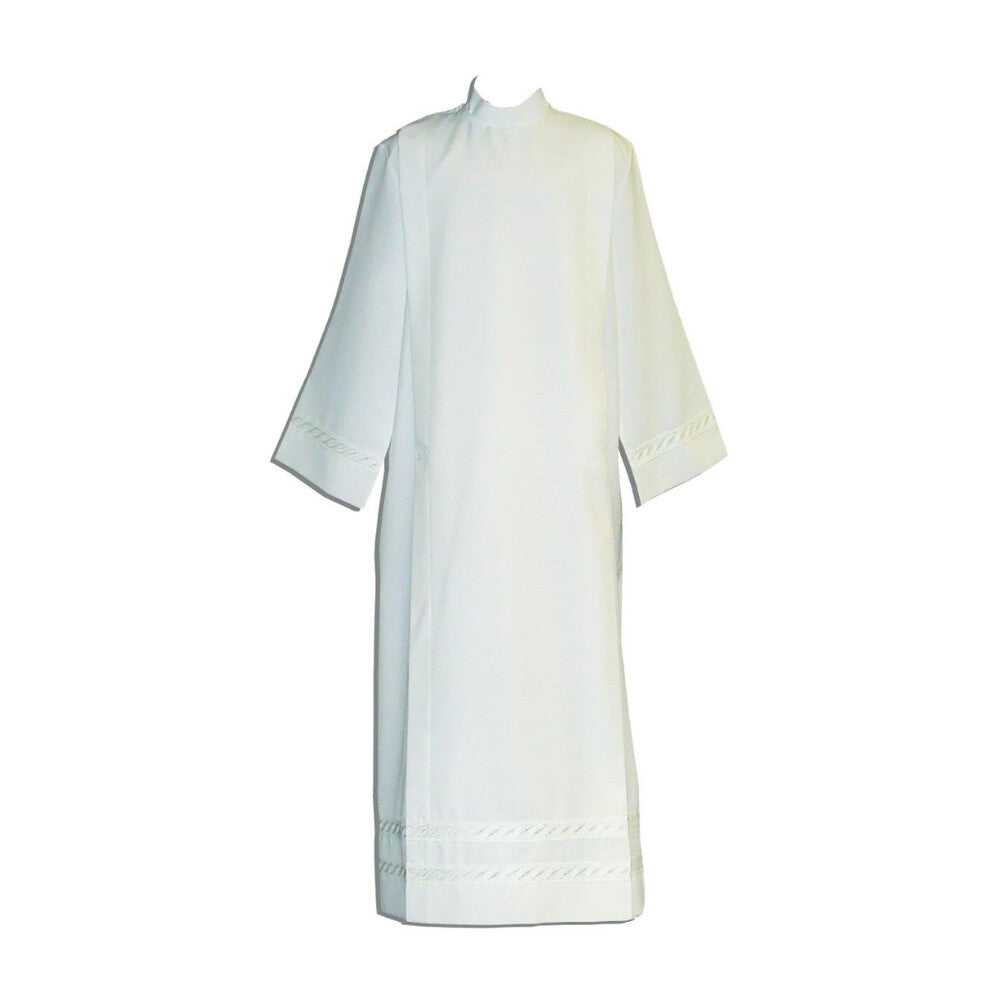 Tropical Weight Poly/Wool Blend Alb With Embroidery