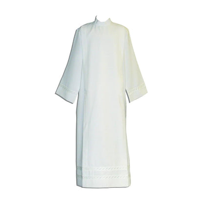 Tropical Weight Poly/Wool Blend Alb With Embroidery