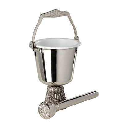 6 1/2” High Nickel Plated Holy Water Pot with Sprinkler