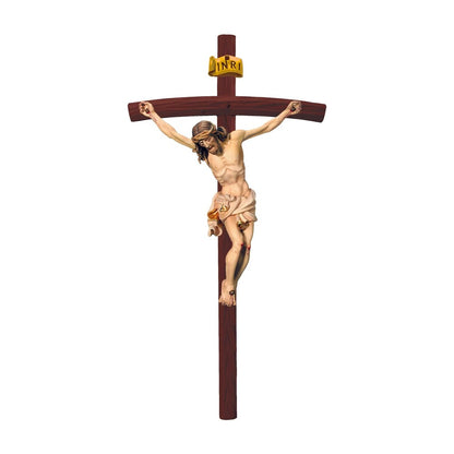 Baroque Crucified Jesus in Handcrafted Wood from Val Gardena