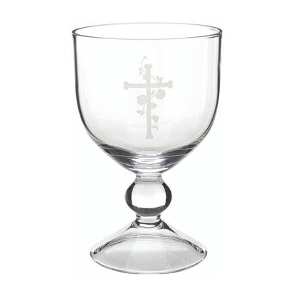 Engraved Cross Glass Chalice & Bowl Set