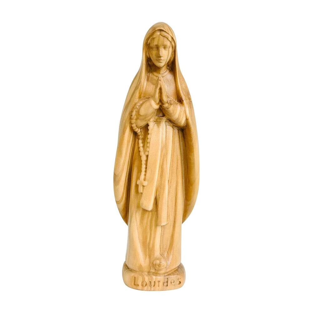 Our Lady of Lourdes Statue and Figurine in Hand-carved Val Gardena Wood