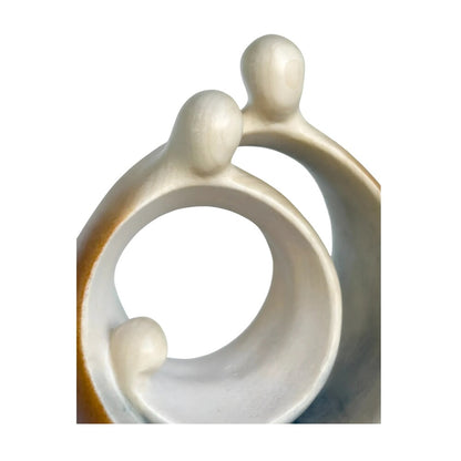 Modern Stylized Nativity Scene in Maple Wood – Family Embrace Sculpture
