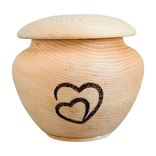 Handcrafted Round Container with Engraved Hearts – Val Gardena Wood