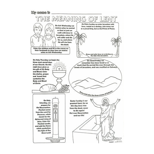 Colour Your Own Lent/Easter Posters 'The Meaning of Lent' Individual Pk 1