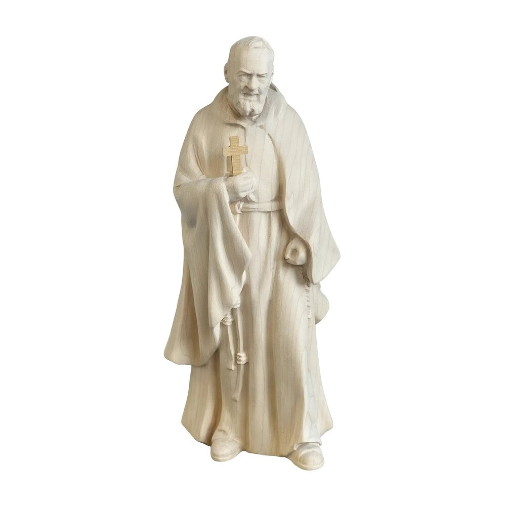 Hand-Carved Wooden Statue of Padre Pio of Pietrelcina, Val Gardena Craftsmanship