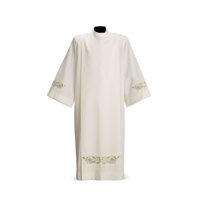 Eliseo Ivory Alb with Refined Floral Embroidery