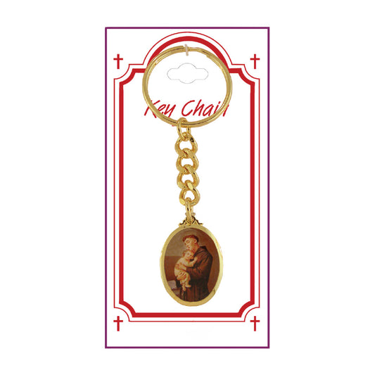 St Anthony Gold Plated Key Chain