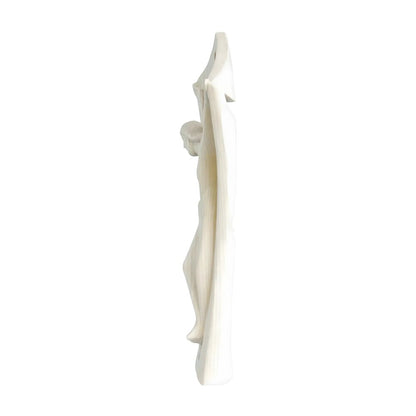 Modern Stylized Crucifix in Natural Val Gardena Wood