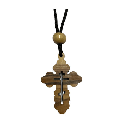 Olive Wood Holding Cross Pendant,  Style HLWA5