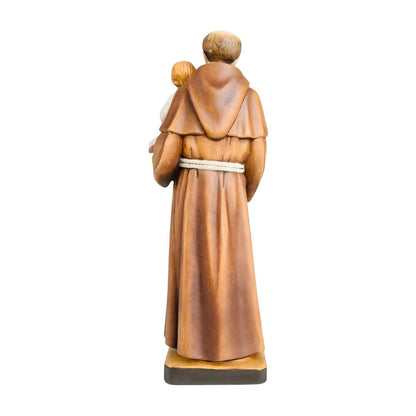 Wooden Statue of Saint Anthony of Padua with Child | Handcrafted Sculpture Val Gardena