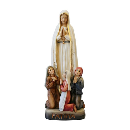 Our Lady of Fatima Pilgrim Statue and the Three Shepherd Children - Handmade Fiberglass Sculpture