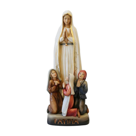 Our Lady of Fatima Pilgrim Statue and the Three Shepherd Children - Handmade Fiberglass Sculpture
