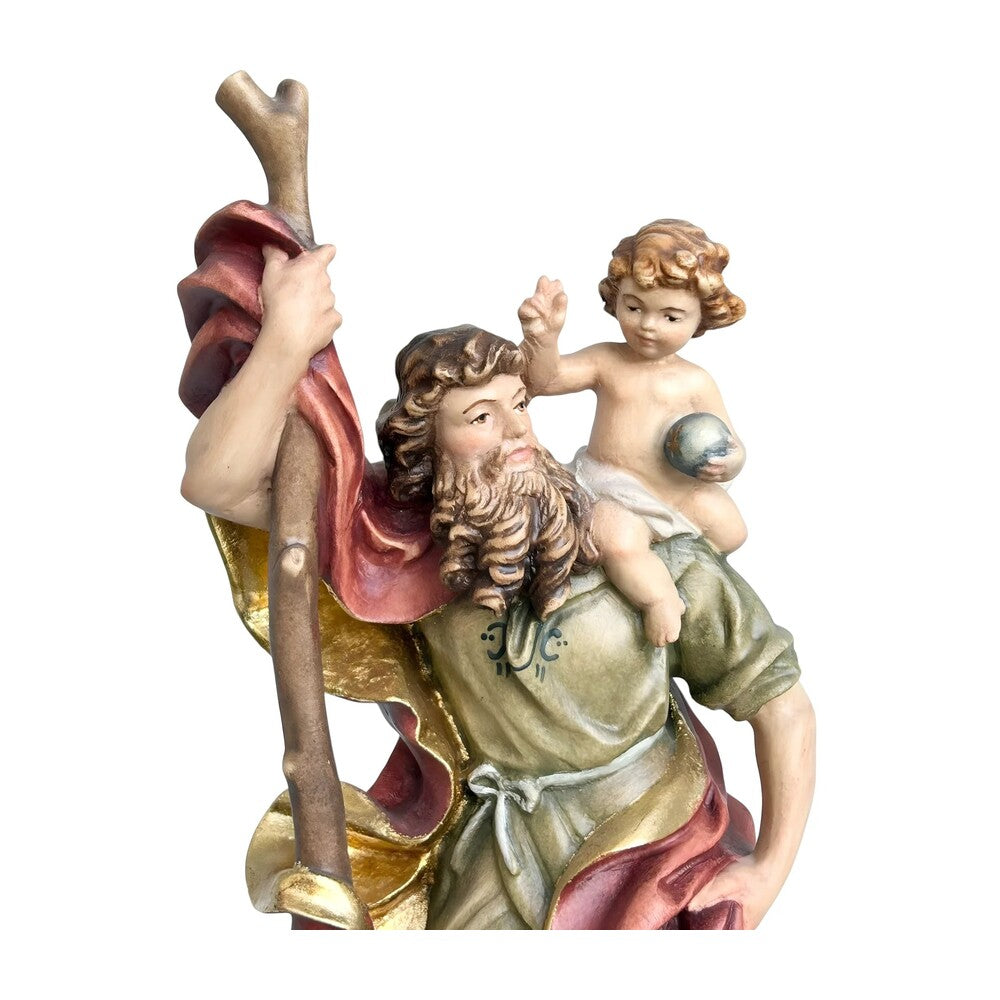 Saint Christopher, Patron Saint of Travelers, Wood Carving from Val Gardena