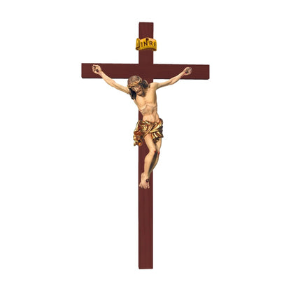 Hand-Carved Crucifix from Val Gardena Wood, Classic Line