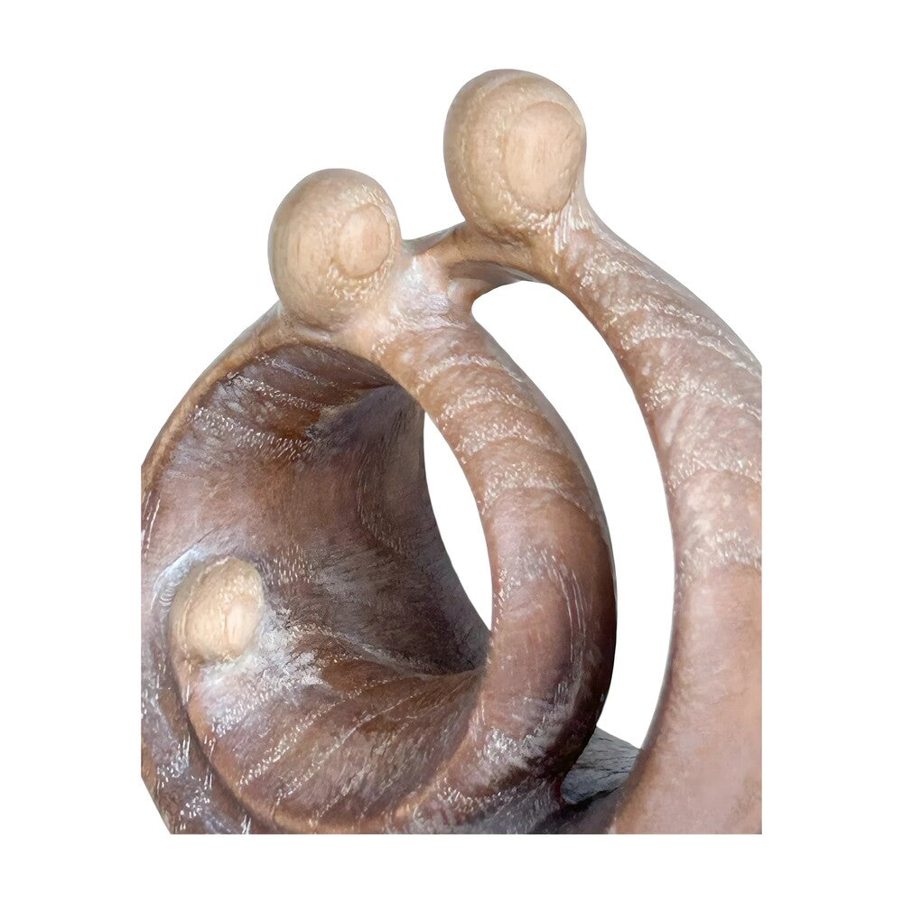 Modern Stylized Nativity Scene in Maple Wood – Family Embrace Sculpture